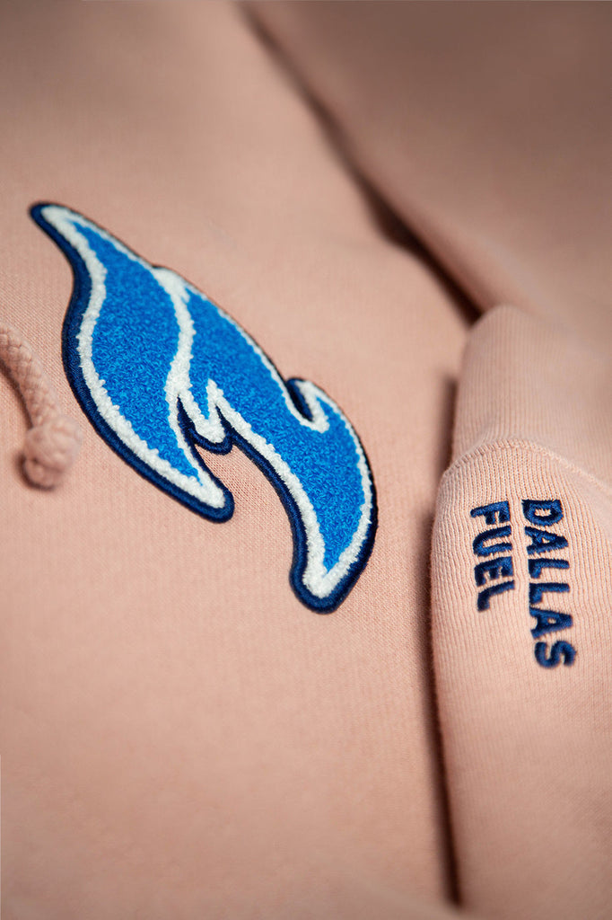 Dallas Fuel Chenille Patch Hoodie - Blush embroidery and chenille detailing