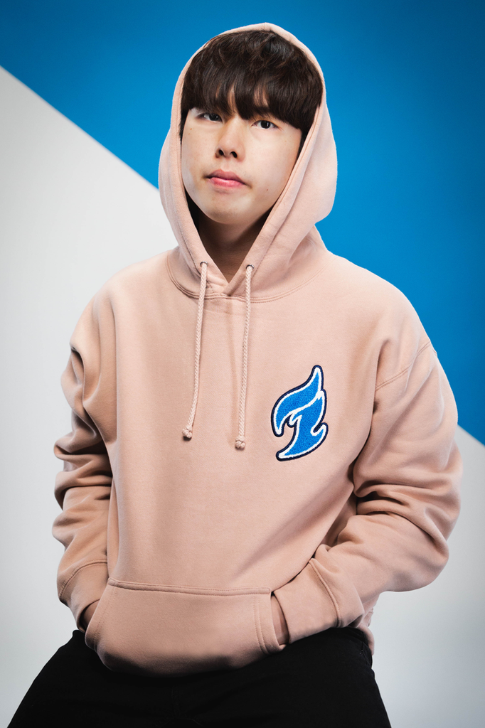 Dallas Fuel Chenille Patch Hoodie - Blush with Fearless Modeling