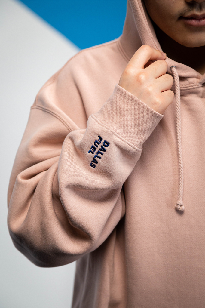 Dallas Fuel Chenille Patch Hoodie - Blush Sleeve Close Up